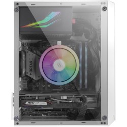 Mars Gaming MC-S1, Boîtier PC Gaming Compact Micro-ATX, Éclairage ARGB 12 Modes, Ventilateur FRGB, Fenêtre Latérale Complète, Bl