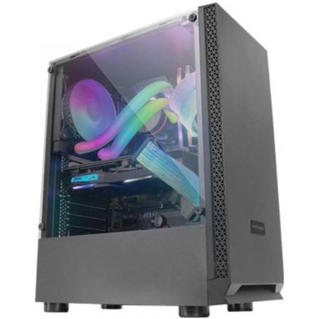 Mars Gaming MCN2, Boîtier PC Gaming ATX, Fenêtre Latérale Complète, Grille Avant, Conception Double Chambre, Ventilateur Arrière