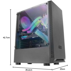 Mars Gaming MCN2, Boîtier PC Gaming ATX, Fenêtre Latérale Complète, Grille Avant, Conception Double Chambre, Ventilateur Arrière