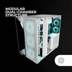 Mars Gaming MC-NOVA2, Boîtier Gaming Custom XXL E-ATX, Double Verre Trempé Continu sans Cadre, Support Complet Refroidissement L