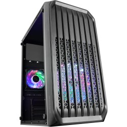 Mars Gaming MC-S2, Boîtier PC Gaming Compact Micro-ATX, 2 Ventilateurs FRGB Raibow avec Grille Frontale, Fenêtre Latérale Complè