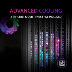 Mars Gaming MC-S2, Boîtier PC Gaming Compact Micro-ATX, 2 Ventilateurs FRGB Raibow avec Grille Frontale, Fenêtre Latérale Complè