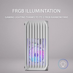 Mars Gaming MC-S2, Boîtier PC Gaming Compact Micro-ATX, 2 Ventilateurs FRGB Raibow avec Grille Frontale, Fenêtre Latérale Complè