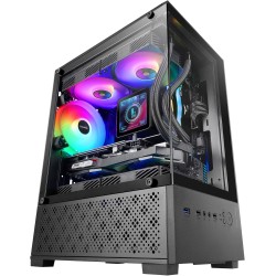 Mars Gaming MC-SE2, Boîtier Gaming MicroATX, Verre Trempé Latéral et Frontal sans Cadre, Ventilateur FRGB 120mm, Structure à Dou
