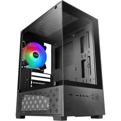 Mars Gaming MC-SE2, Boîtier Gaming MicroATX, Verre Trempé Latéral et Frontal sans Cadre, Ventilateur FRGB 120mm, Structure à Dou