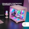 Mars Gaming MC-VIEW2, Boîtier Gaming MicroATX, Double Verre Trempé Continu sans Cadre, 1x Ventilateur FRGB Arrière 120mm, Suppor