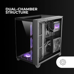 Mars Gaming MC-3C, Boîtier Gaming ATX, Vue Panoramique 3D avec Triple Verre Trempé, Design à Double Chambre Latérale, Support Co