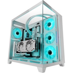 Mars Gaming MC-3C, Boîtier Gaming ATX, Vue Panoramique 3D avec Triple Verre Trempé, Design à Double Chambre Latérale, Support Co