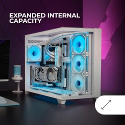 Mars Gaming MC-3C, Boîtier Gaming ATX, Vue Panoramique 3D avec Triple Verre Trempé, Design à Double Chambre Latérale, Support Co