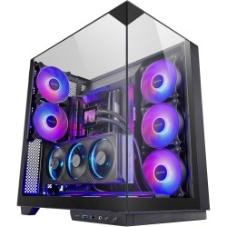 Mars Gaming MC-3GF, Boîtier Gaming ATX, Triple Verre Trempé, 2X Ventilateurs ARGB Arrière 120mm, Montage Vertical des Cartes Gra