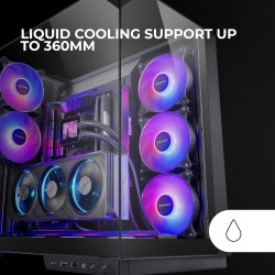 Mars Gaming MC-3GF, Boîtier Gaming ATX, Triple Verre Trempé, 2X Ventilateurs ARGB Arrière 120mm, Montage Vertical des Cartes Gra