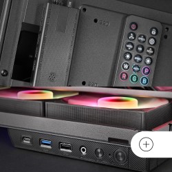 Mars Gaming MC-3GF, Boîtier Gaming ATX, Triple Verre Trempé, 2X Ventilateurs ARGB Arrière 120mm, Montage Vertical des Cartes Gra