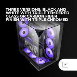 Mars Gaming MC-3GF, Boîtier Gaming ATX, Triple Verre Trempé, 2X Ventilateurs ARGB Arrière 120mm, Montage Vertical des Cartes Gra