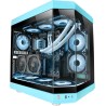 Mars Gaming MC-3T, Boîtier Gaming Custom ATX, Triple Fenêtr Verre Trempé Continu, Refroidissement Liquide Complet, Double Caméra