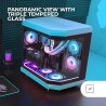 Mars Gaming MC-3T, Boîtier Gaming Custom ATX, Triple Fenêtr Verre Trempé Continu, Refroidissement Liquide Complet, Double Caméra