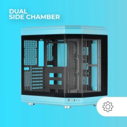 Mars Gaming MC-3T, Boîtier Gaming Custom ATX, Triple Fenêtr Verre Trempé Continu, Refroidissement Liquide Complet, Double Caméra