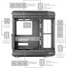 Mars Gaming MC-3T, Boîtier Gaming Custom ATX, Triple Fenêtr Verre Trempé Continu, Refroidissement Liquide Complet, Double Caméra