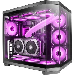 Mars Gaming MC-3TCORE, Boîtier Gaming Custom ATX, Triple Verre Trempé Amovible, Double Caméra, Semi-Tour Compatible avec Cartes-