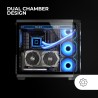 Mars Gaming MC-3TCORE, Boîtier Gaming Custom ATX, Triple Verre Trempé Amovible, Double Caméra, Semi-Tour Compatible avec Cartes-