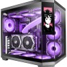Mars Gaming MC-3TCORELCD Boîtier Gaming ATX, Écran IPS 7,2” Personnalisable, Triple Verre Trempé Amovible, Structure Double Cham