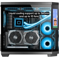 Mars Gaming MC-3TCORELCD Boîtier Gaming ATX, Écran IPS 7,2” Personnalisable, Triple Verre Trempé Amovible, Structure Double Cham