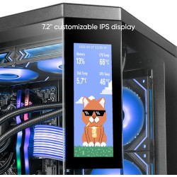 Mars Gaming MC-3TCORELCDM Boîtier Gaming Micro-ATX, Écran IPS de 7,2” Personnalisable, Triple Verre Trempé, Structure Double Cha