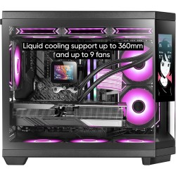Mars Gaming MC-3TCORELCDM Boîtier Gaming Micro-ATX, Écran IPS de 7,2” Personnalisable, Triple Verre Trempé, Structure Double Cha