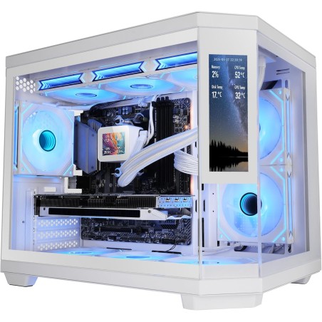 Mars Gaming MC-3TCORELCDM Boîtier Gaming Micro-ATX, Écran IPS de 7,2” Personnalisable, Triple Verre Trempé, Structure Double Cha