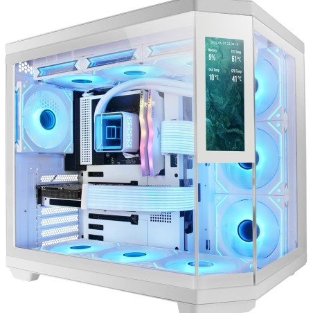 Mars Gaming MC-3TCORELCD Boîtier Gaming ATX, Écran IPS 7,2” Personnalisable, Triple Verre Trempé Amovible, Structure Double Cham