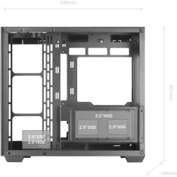 Mars Gaming MC-3TCORELCD Boîtier Gaming ATX, Écran IPS 7,2” Personnalisable, Triple Verre Trempé Amovible, Structure Double Cham