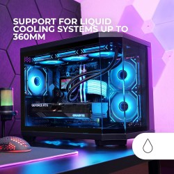 Mars Gaming MC-3TCOREM, Boîtier Gaming Custom Micro-ATX, Triple Fenêtre en Verre Trempé, Double Chambre Latérale, Support Refroi