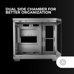 Mars Gaming MC-3TCOREM, Boîtier Gaming Custom Micro-ATX, Triple Fenêtre en Verre Trempé, Double Chambre Latérale, Support Refroi