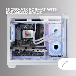 Mars Gaming MC-3TCOREM, Boîtier Gaming Custom Micro-ATX, Triple Fenêtre en Verre Trempé, Double Chambre Latérale, Support Refroi