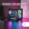 Mars Gaming MC-3TLITE, Boîtier Gaming MicroATX, Triple Verre Trempé Continu, Ventilateur Arrière FRGB 120mm, Structure à Double 