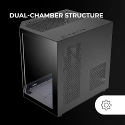 Mars Gaming MC-3TLITE, Boîtier Gaming MicroATX, Triple Verre Trempé Continu, Ventilateur Arrière FRGB 120mm, Structure à Double 