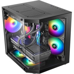 Mars Gaming MC-3TLITE, Boîtier Gaming MicroATX, Triple Verre Trempé Continu, Ventilateur Arrière FRGB 120mm, Structure à Double 