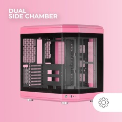 Mars Gaming MC-3T, Boîtier Gaming Custom ATX, Triple Fenêtr Verre Trempé Continu, Refroidissement Liquide Complet, Double Caméra