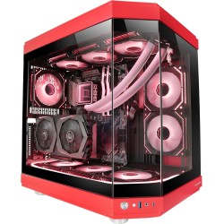 Mars Gaming MC-3T, Boîtier Gaming Custom ATX, Triple Fenêtr Verre Trempé Continu, Refroidissement Liquide Complet, Double Caméra