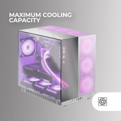 Mars Gaming MC-NOVA3, Boîtier Gaming Custom XXL E-ATX, Triple Verre Chromé Continu sans Cadre, Support Complet Refroidissement L