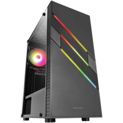 Mars Gaming MC-U3, Boîtier PC Gaming ATX XL, Triple ARGB à l'avant, Ventilateur ARGB 12cm, Fenêtre en Verre Trempé, Noir