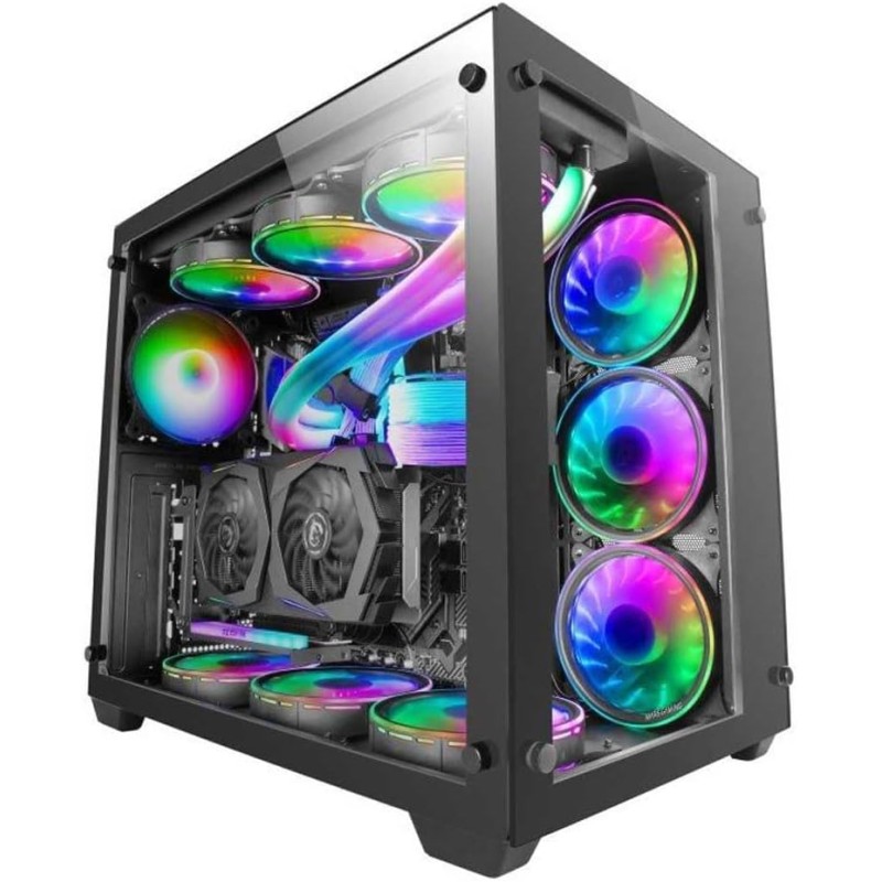 Mars Gaming MCV3, Boîtier Gaming Custom XXL E-ATX, Fenêtres Latérales et Frontales en Verre Trempé, Structure Modulaire Double C