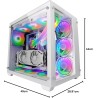 Mars Gaming MCV3 Blanc, Tour Gaming Custom XXL E-ATX, Fenêtre Verre Trempé Avant et Latérale, Cadre Modulaire à Double Chambre
