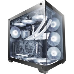 Mars Gaming MCV4, Tour Gaming Custom XXL E-ATX, Fenêtres Latérales et Frontales en Verre Trempé sans Cadre, Structure Modulaire 