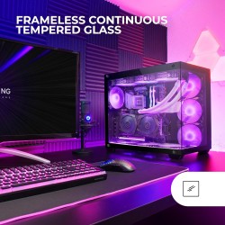 Mars Gaming MCV4, Tour Gaming Custom XXL E-ATX, Fenêtres Latérales et Frontales en Verre Trempé sans Cadre, Structure Modulaire 