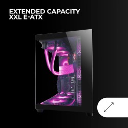 Mars Gaming MCV4, Tour Gaming Custom XXL E-ATX, Fenêtres Latérales et Frontales en Verre Trempé sans Cadre, Structure Modulaire 
