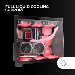 Mars Gaming MCV4, Tour Gaming Custom XXL E-ATX, Fenêtres Latérales et Frontales en Verre Trempé sans Cadre, Structure Modulaire 