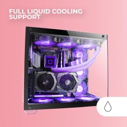 Mars Gaming MCV4, Tour Gaming Custom XXL E-ATX, Fenêtre Verre Trempé Avant et Latérale sans Cadre, Structure Modulaire à Double 