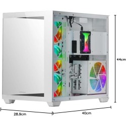 Mars Gaming MCV4W, Tour Gaming Custom XXL E-ATX, Fenêtres Latérales et Frontales en Verre Trempé sans Cadre, Structure Modulaire