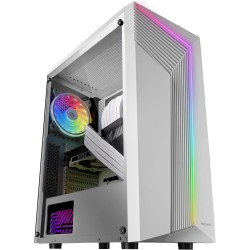 Mars Gaming MC-X7, Boîtier Gaming ATX, Façade ARGB 12 Modes d’Éclairage, Fenêtre Latérale Complète, Moyen Tour PC avec Ventilate
