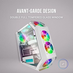 Mars Gaming MC51W, Tour PC Gaming ATX, 5X Ventilateurs 120mm Chroma ARGB, Contrôleur avec Télécommande, Double Verre Trempé, Ref